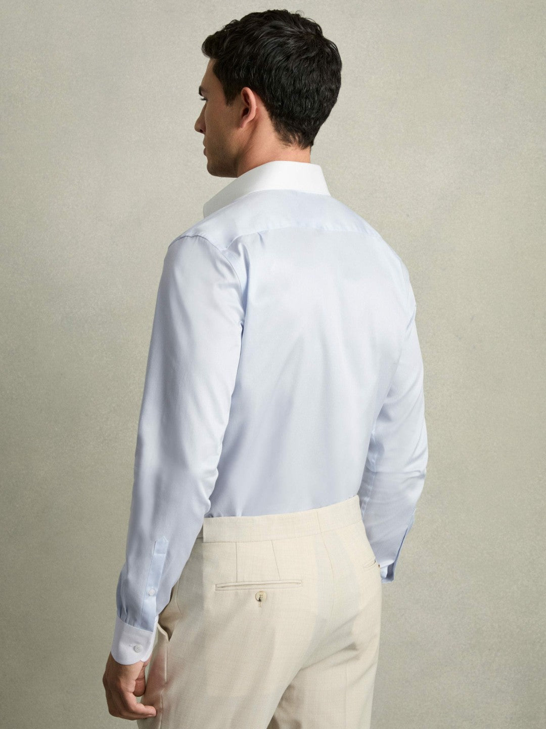 Regular-Fit Cotton Pin-Collar Shirt in Contrast S Blue