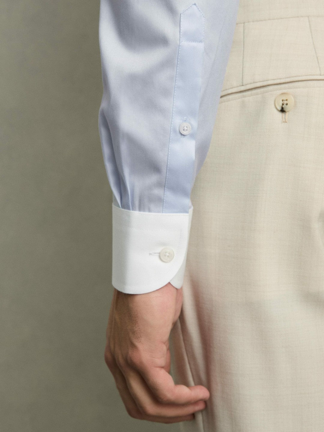 Regular-Fit Cotton Pin-Collar Shirt in Contrast S Blue