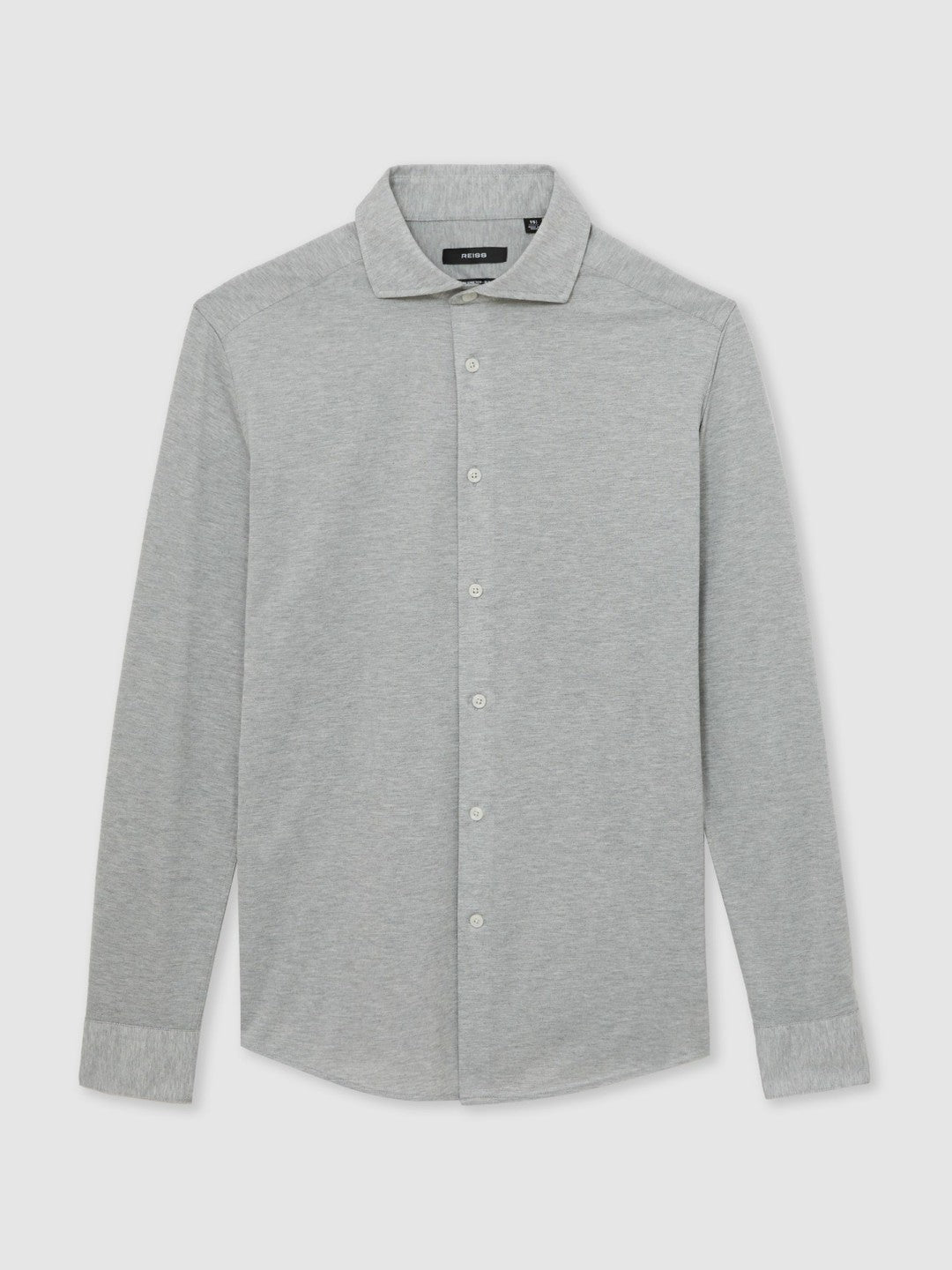 Cotton-Blend Jersey Cutaway-Collar Shirt in Grey Melange