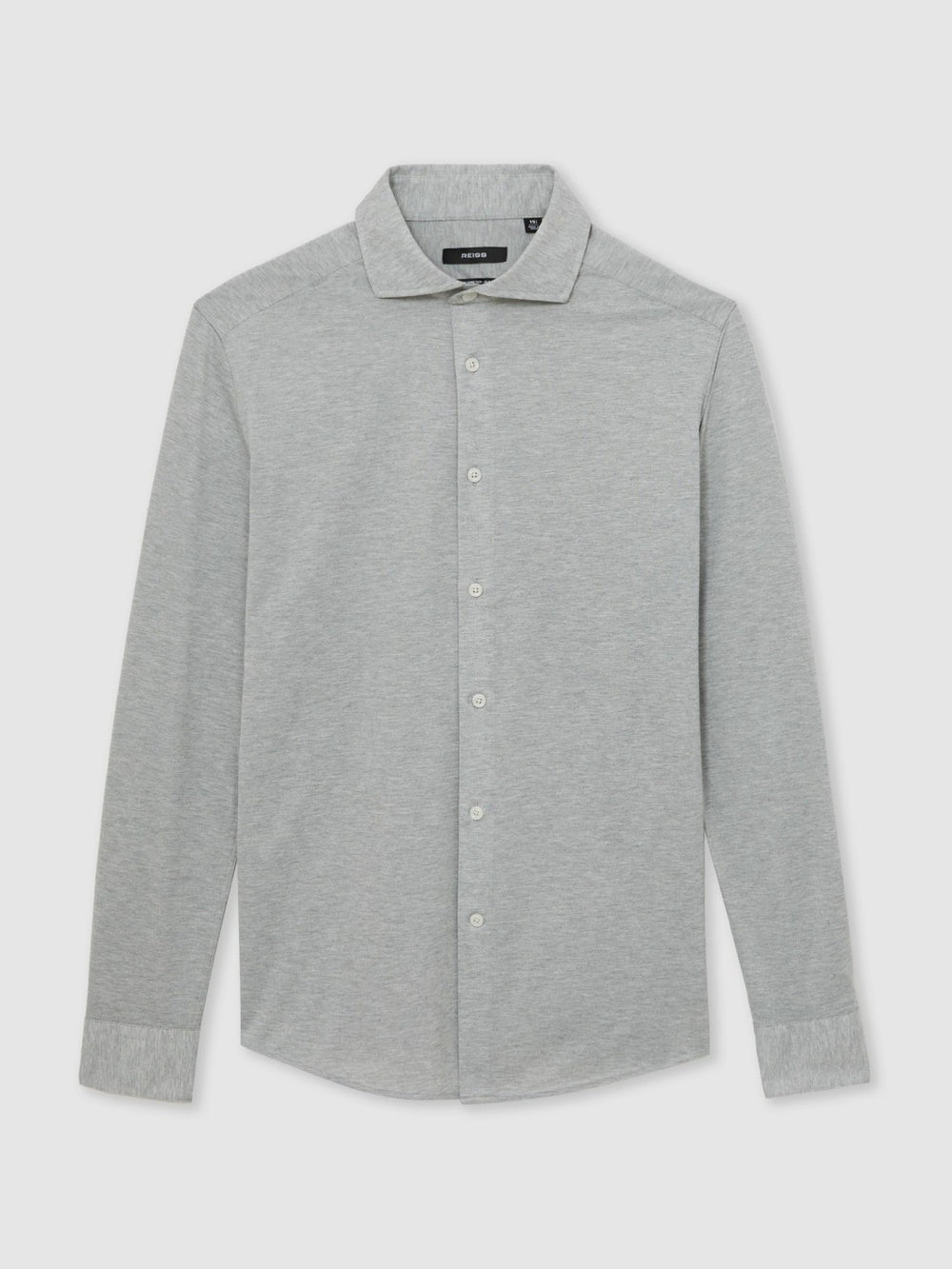 Cotton-Blend Jersey Cutaway-Collar Shirt in Grey Melange