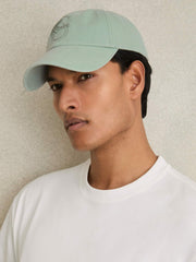 Cotton Logo-Embroidered Baseball Cap in Washed Green
