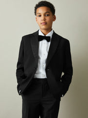 Wool-Blend Double-Breasted Tuxedo Jacket in Black