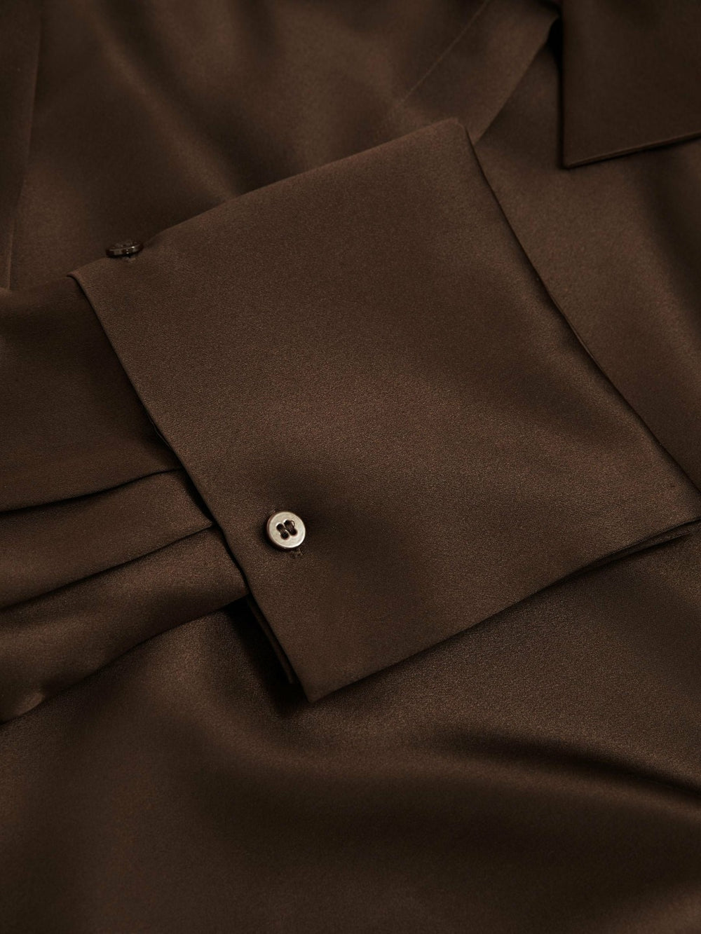 Silk Double-Cuff Button-Through Shirt in Chocolate