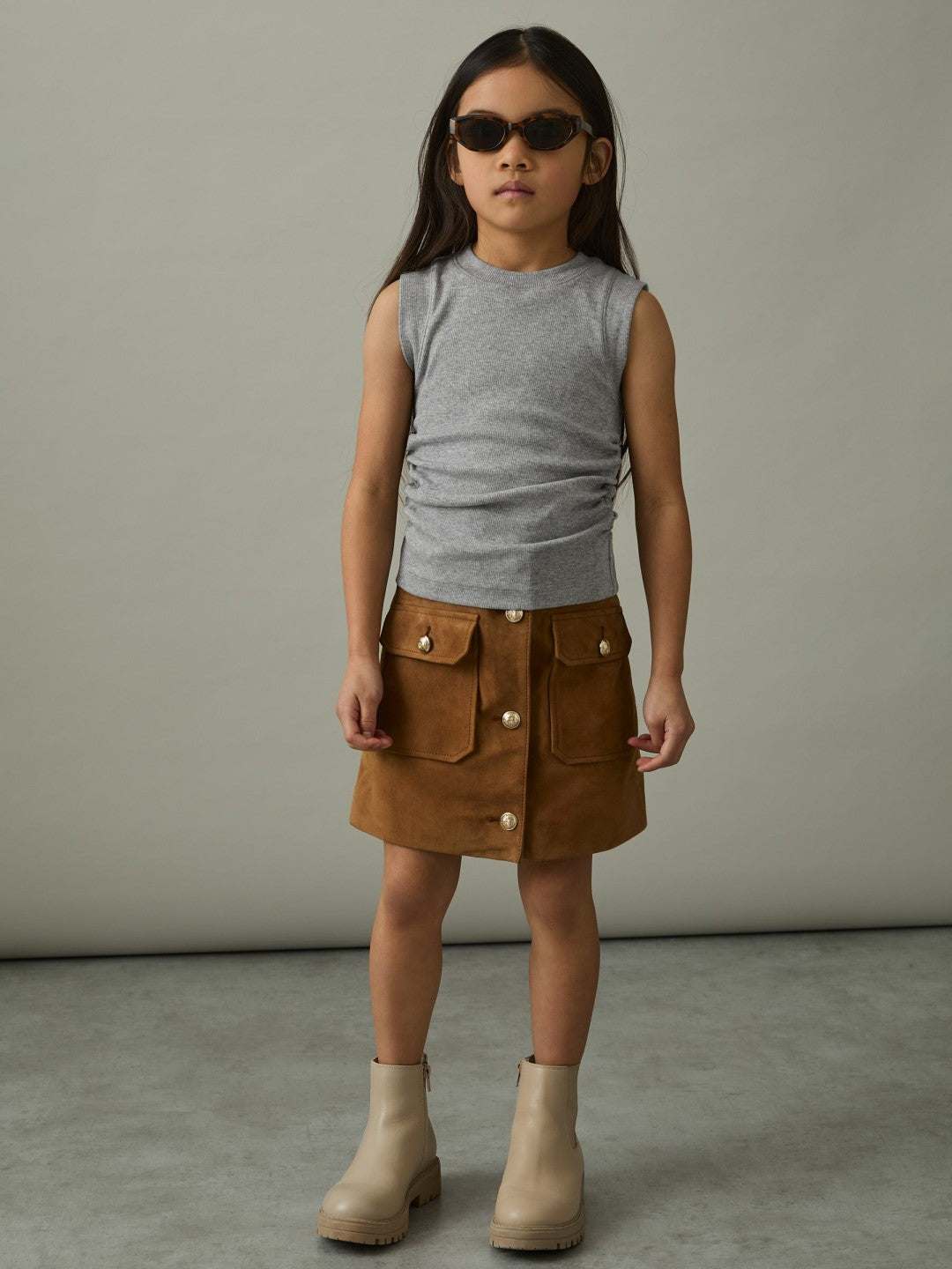 4-9 yrs Ruched Vest Top in Grey