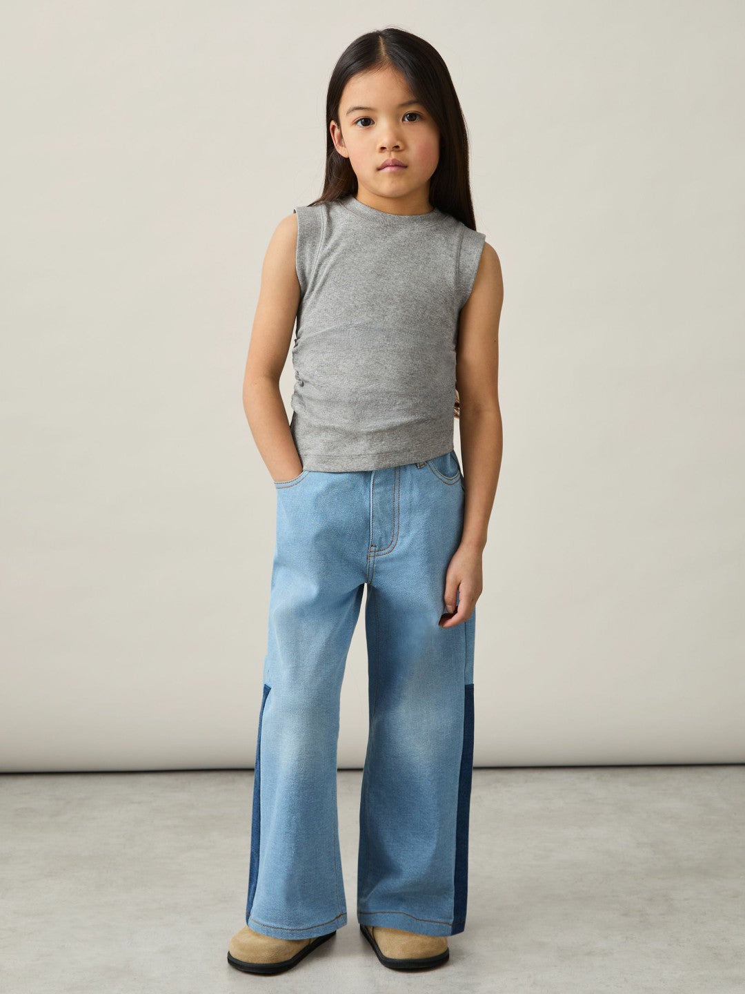 9-13 yrs Ruched Vest Top in Grey