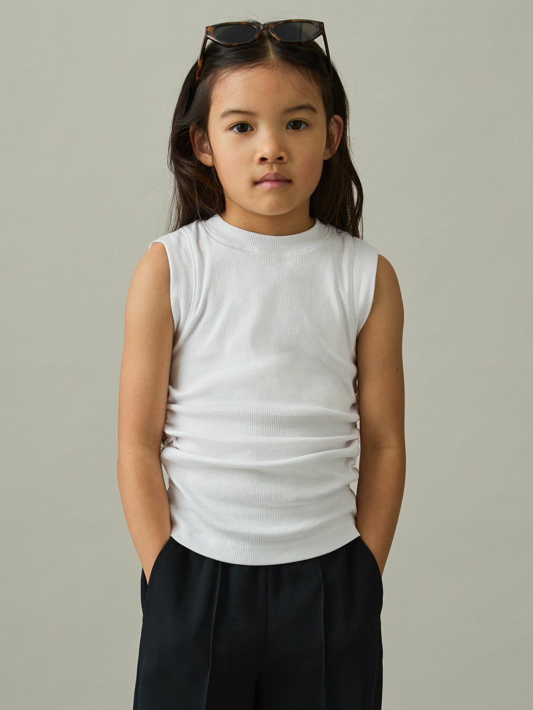 4-9 yrs Ruched Vest Top in White