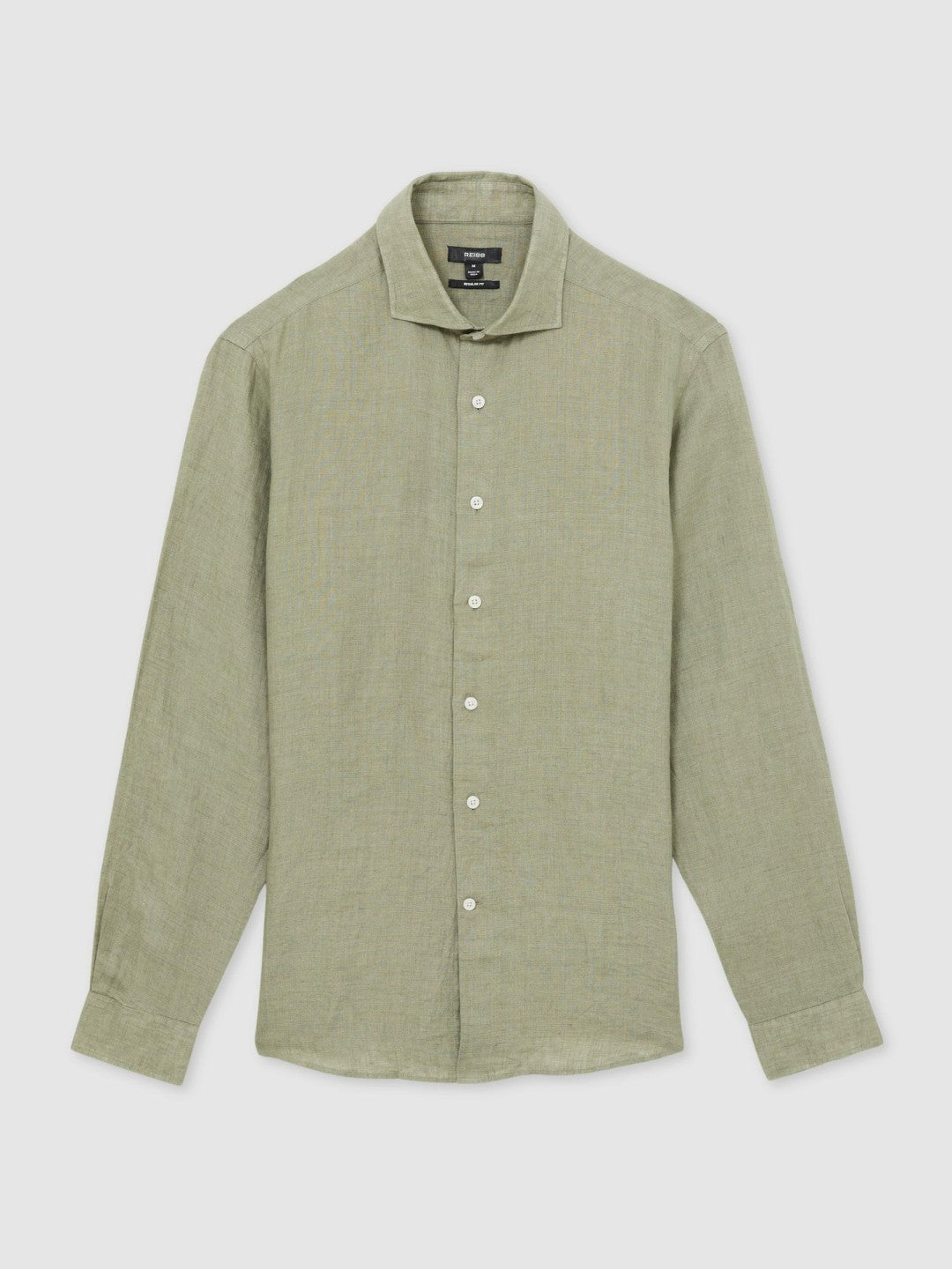 Linen Button-Through Shirt in Thyme Green