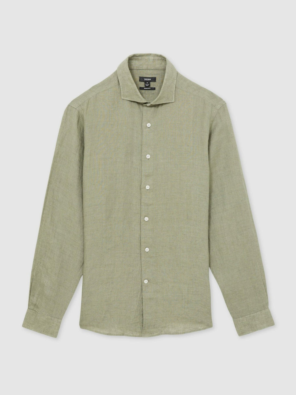 Linen Button-Through Shirt in Thyme Green