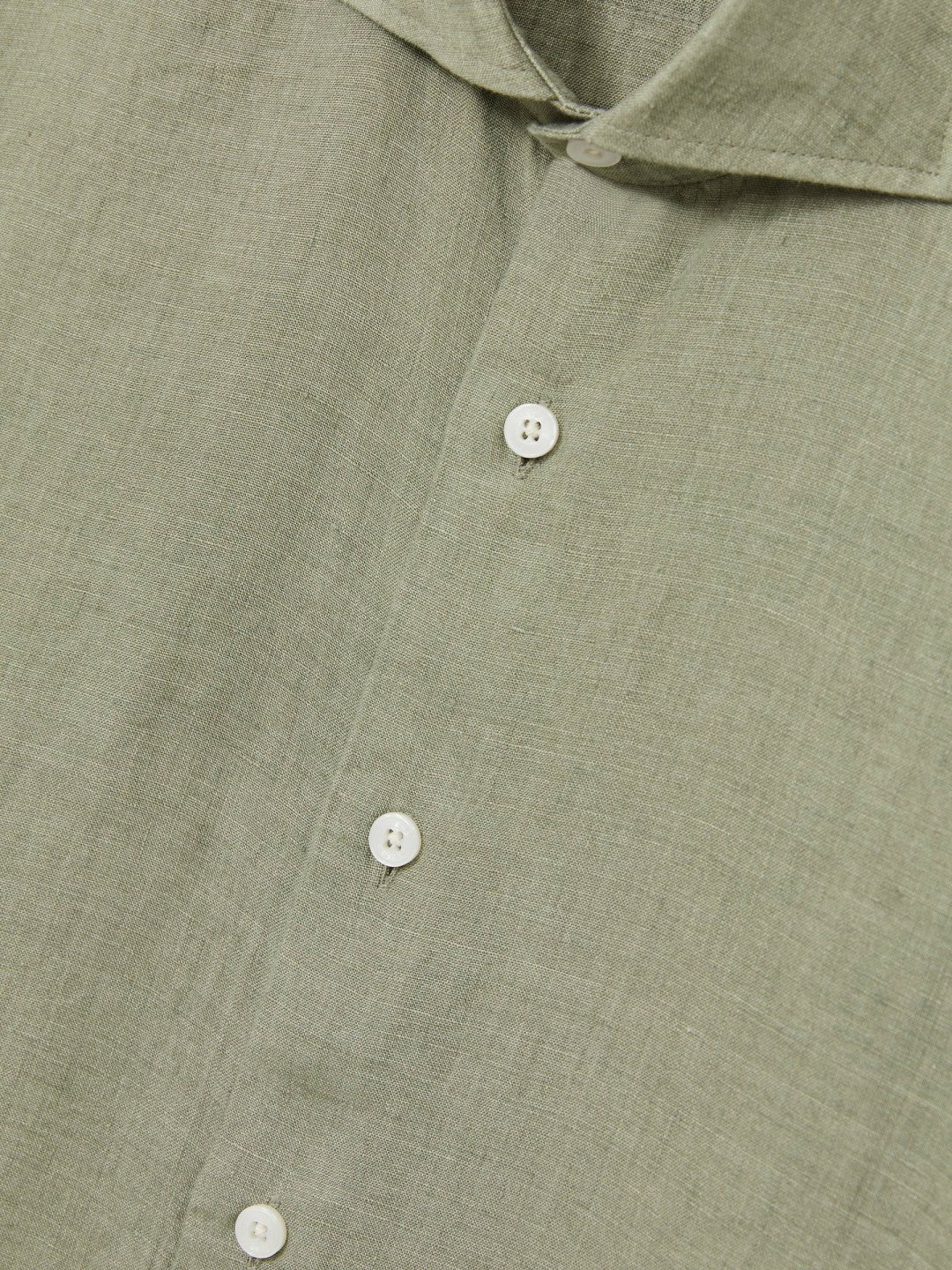 Linen Button-Through Shirt in Thyme Green