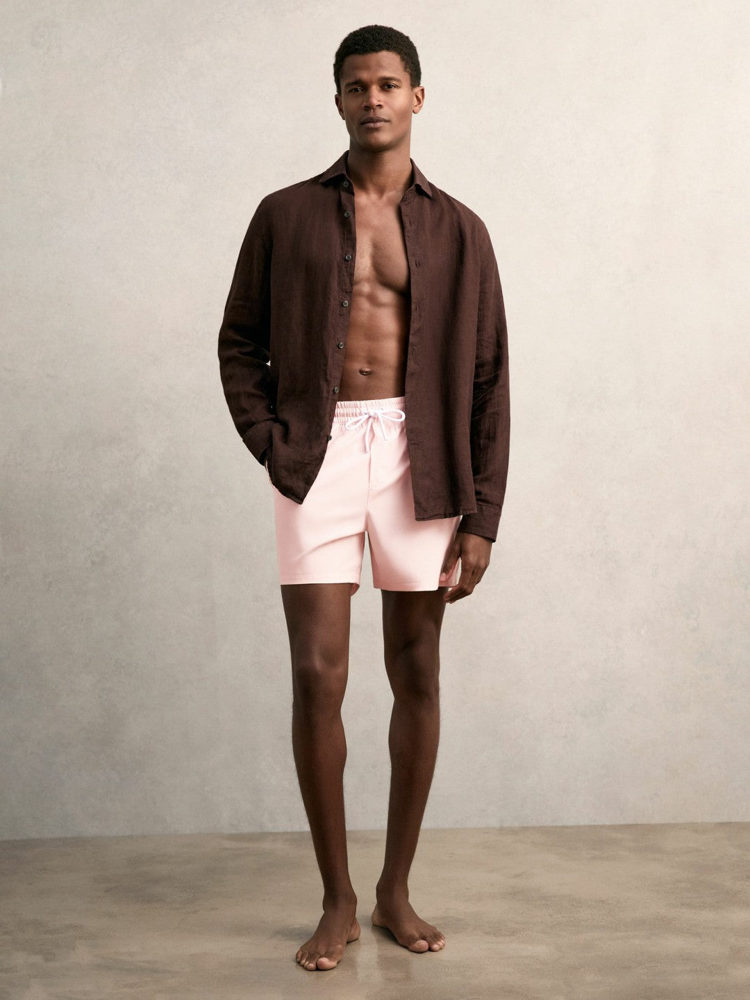Drawstring Swim Shorts in Pink