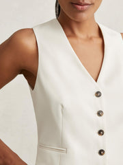 Single Breasted Tailored Waistcoat in Cream