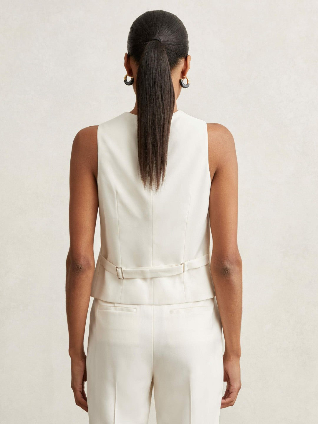 Single Breasted Tailored Waistcoat in Cream