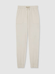 Drawstring Technical Cuffed Trousers in Stone