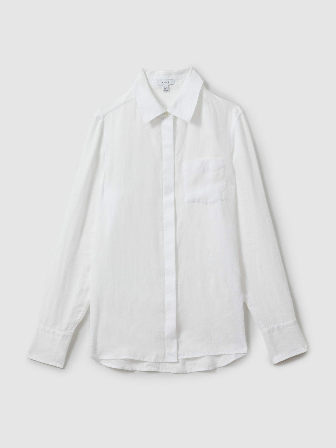 Linen Button-Through Shirt in White