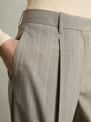 Wool-Blend Wide-Leg Pinstripe Trousers in Grey