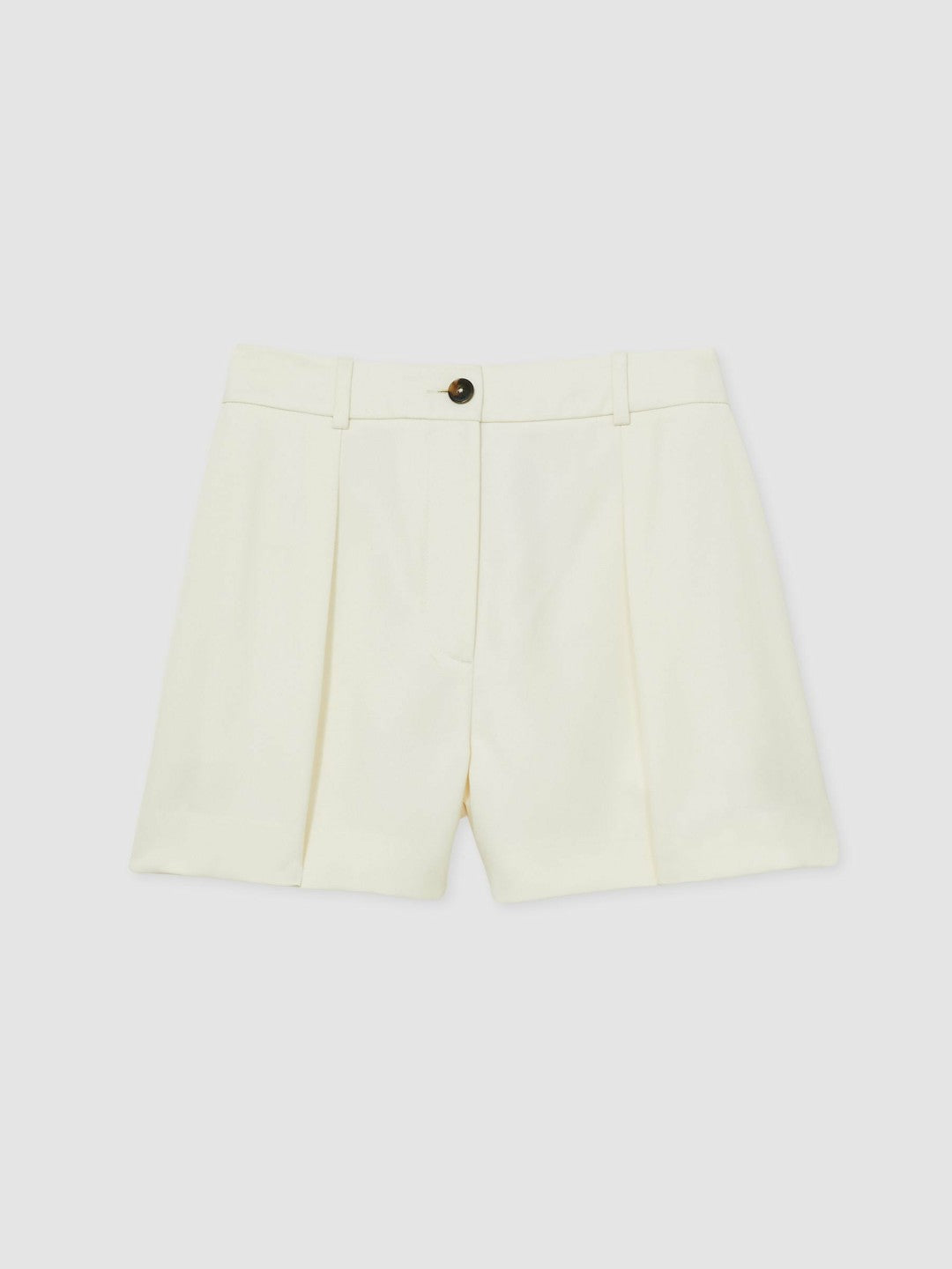 Single-Pleat Tailored Shorts in Cream