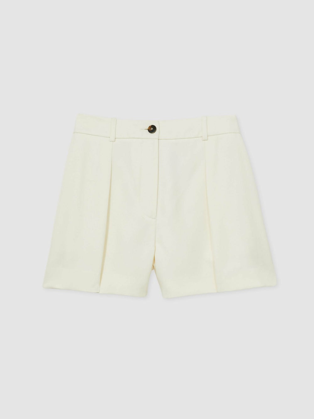 Single-Pleat Tailored Shorts in Cream