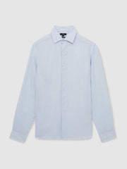 Linen Button-Through Shirt in Pale Blue