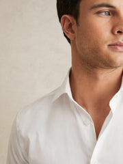 Regular Fit Cotton Sateen Shirt in White