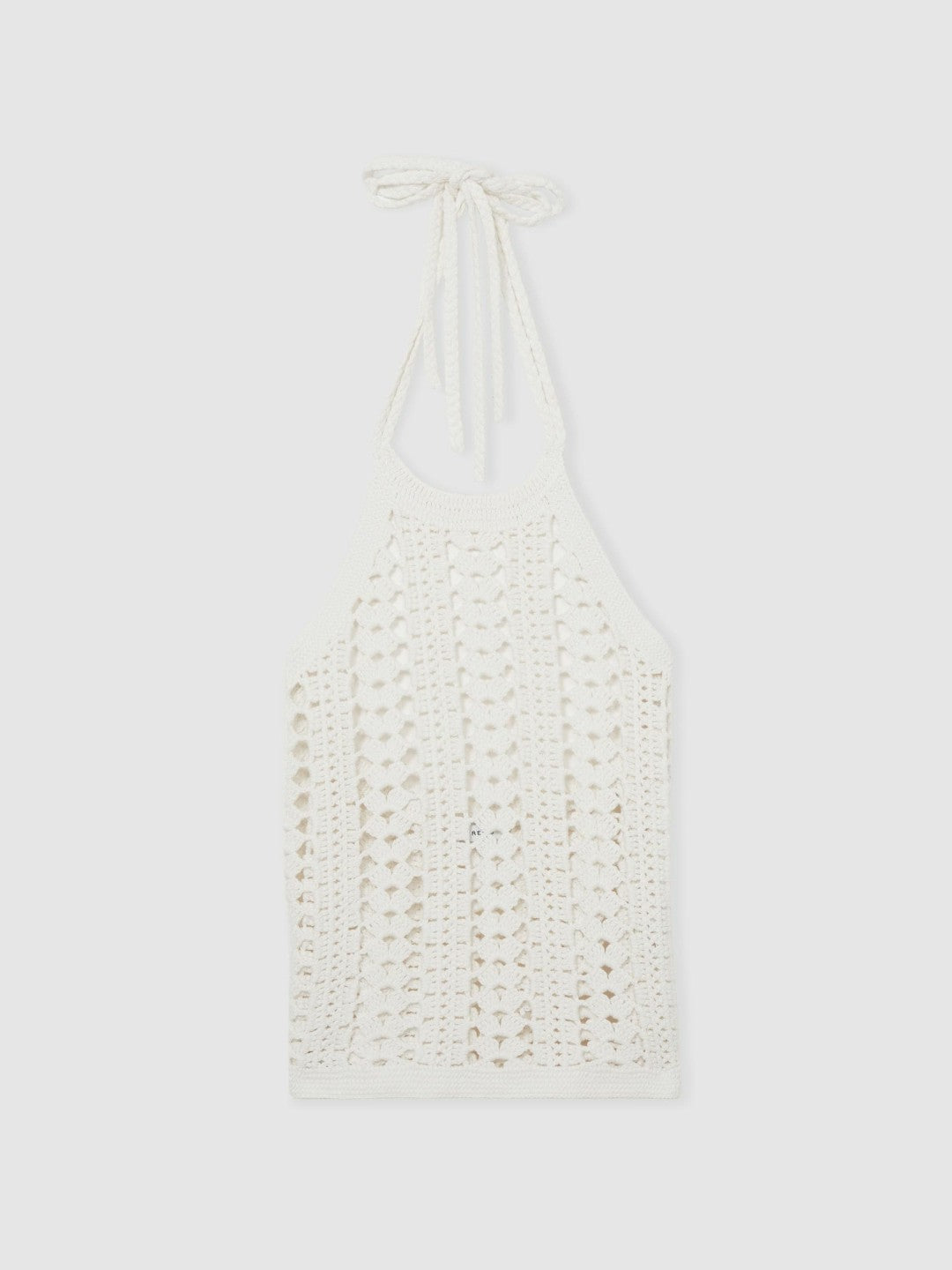Cotton Crochet Halterneck Vest Top in White