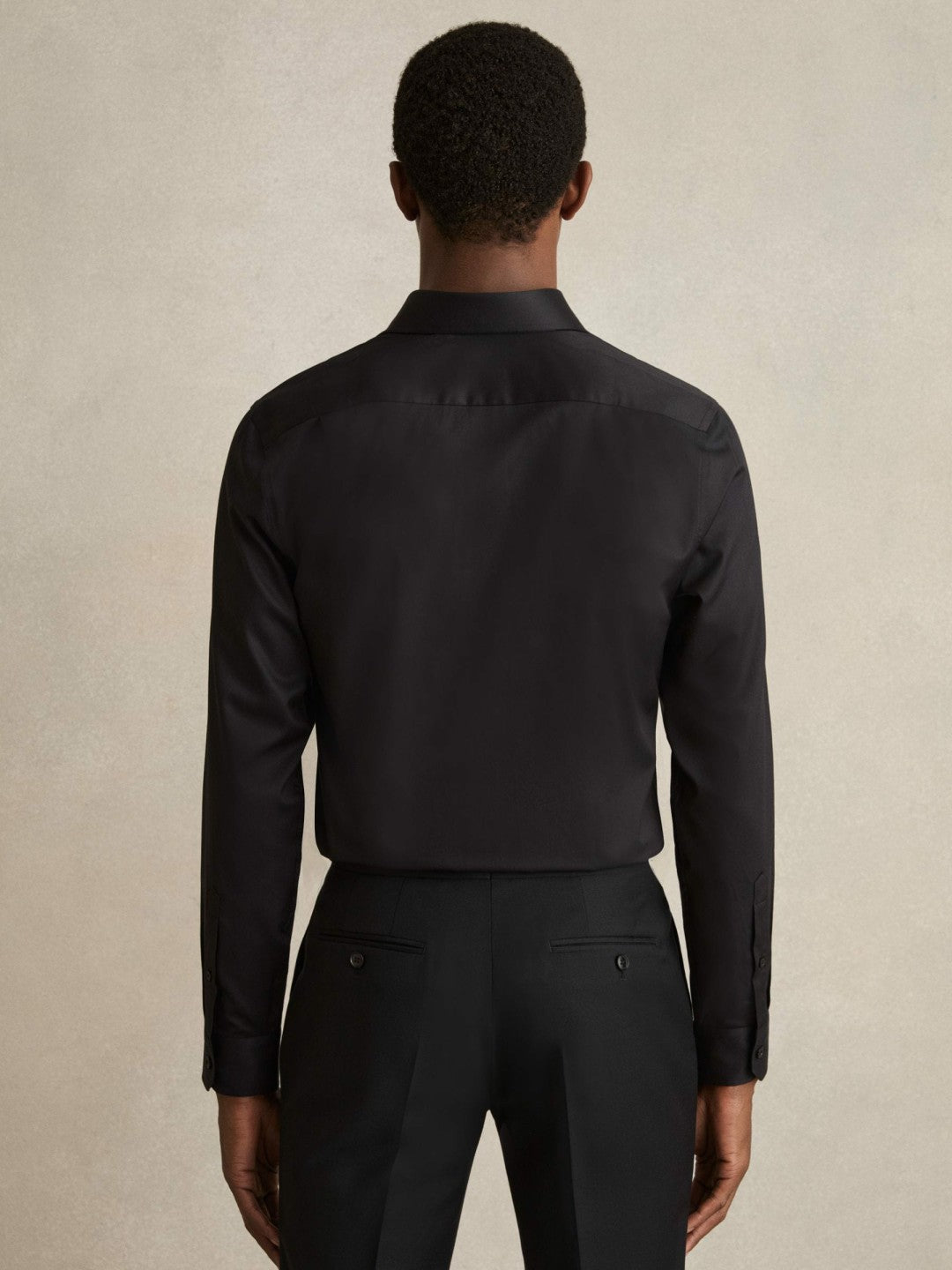 Regular Fit Cotton-Twill Two-Fold Shirt Slim-Fit in Black