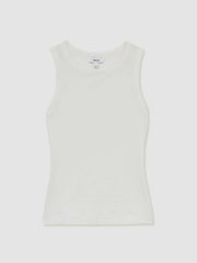 Stretch-Cotton Racerback Vest in White