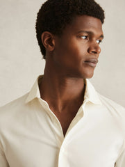 Cotton-Jersey Button-Through Shirt in Ecru