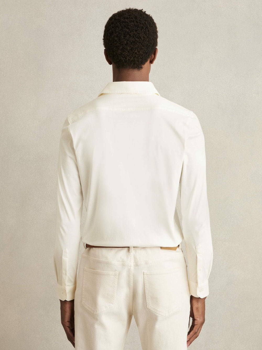 Cotton-Jersey Button-Through Shirt in Ecru
