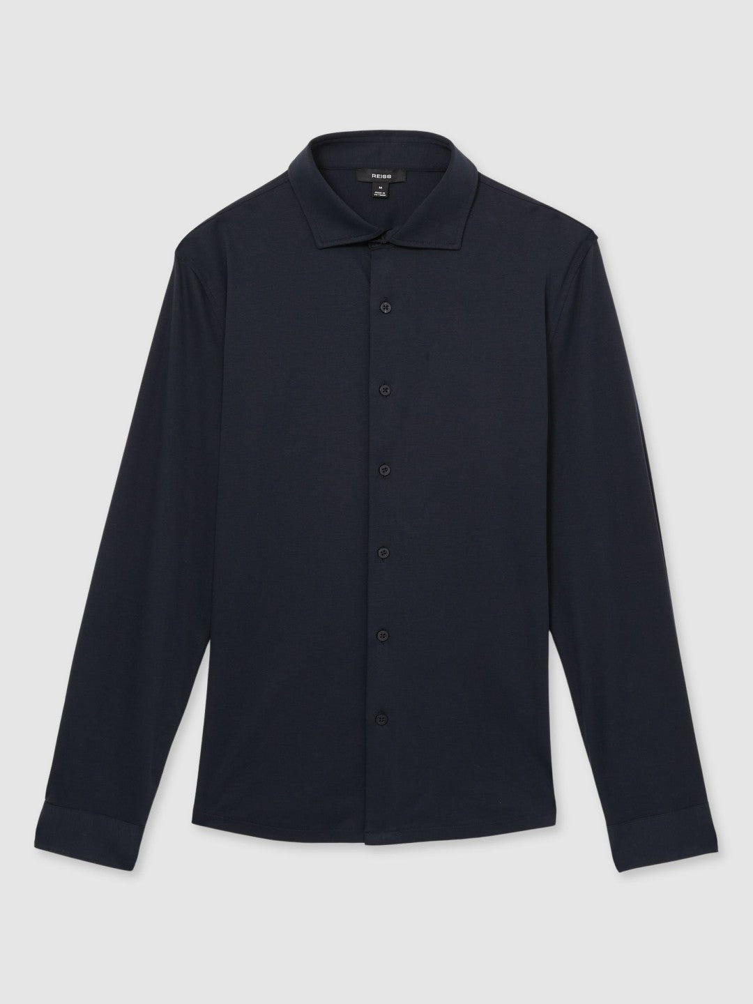 Cotton-Jersey Button-Through Shirt in Navy
