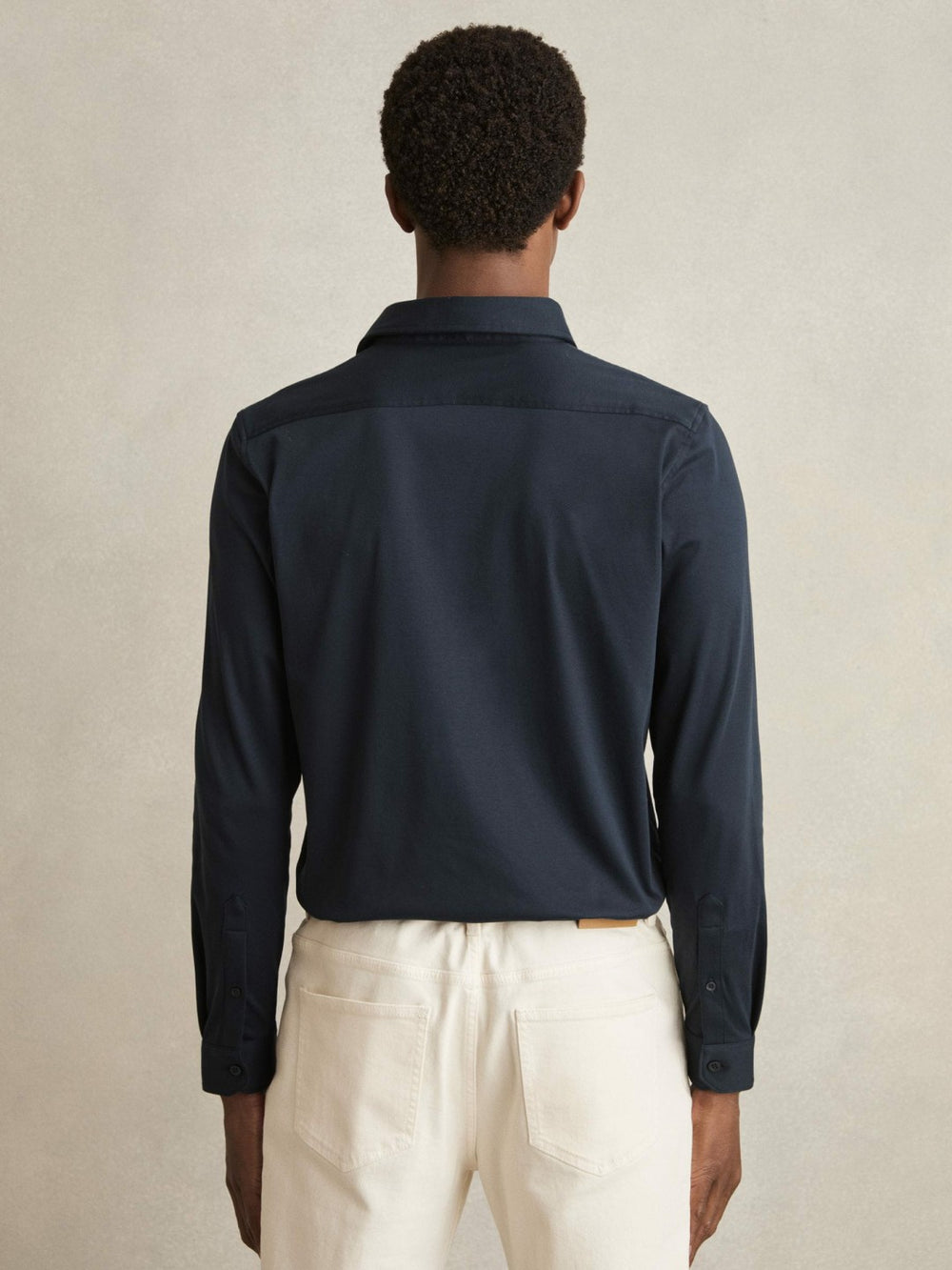 Cotton-Jersey Button-Through Shirt in Navy