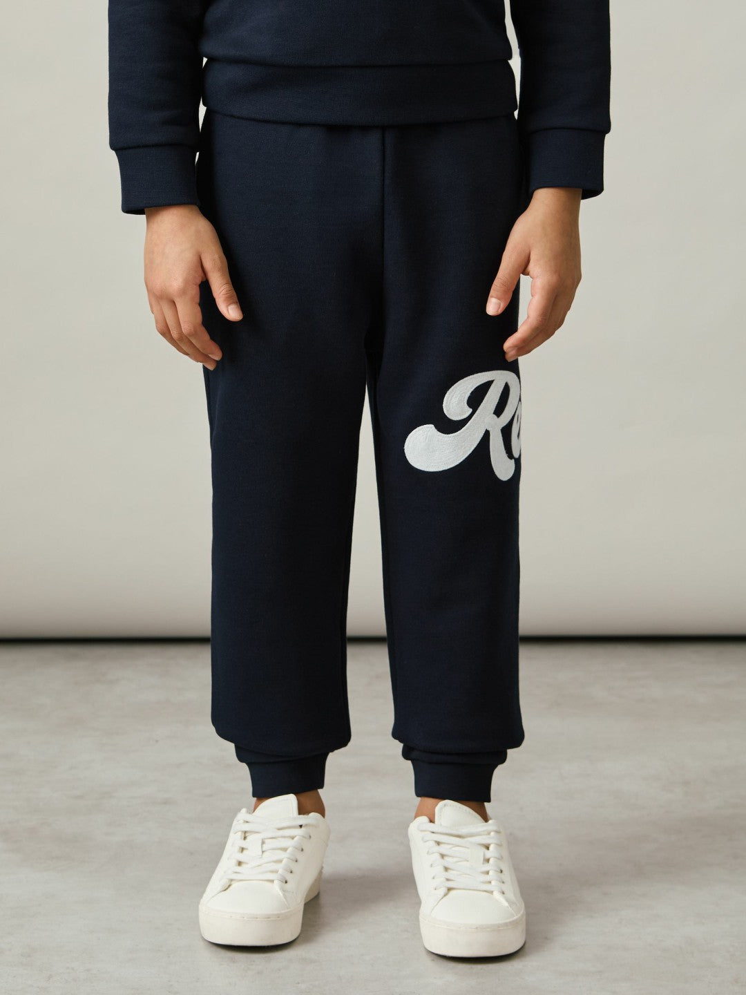 13-14 yrs Cotton-Blend Logo Script Joggers in Navy