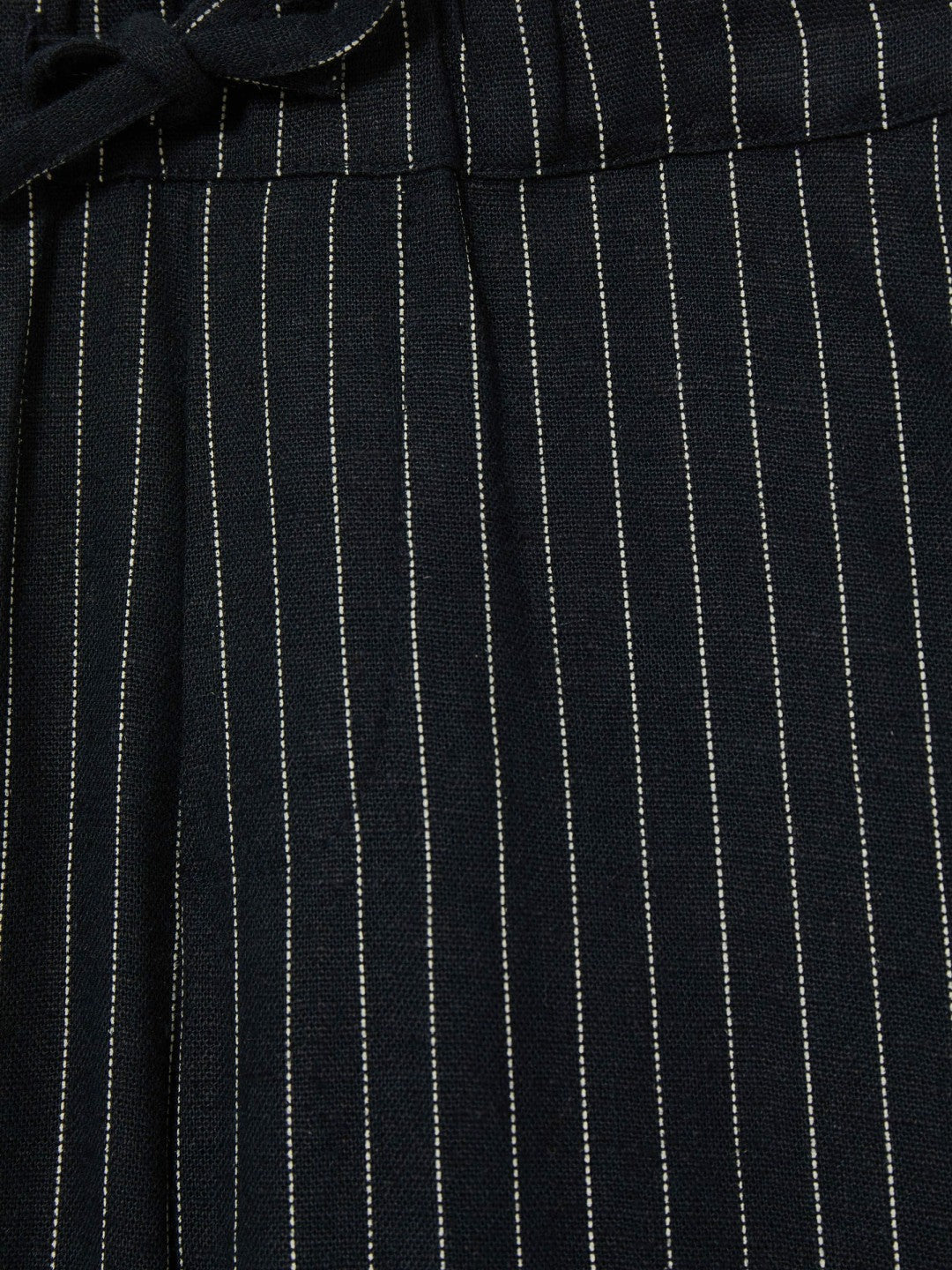 Linen-Blend Drawstring Trousers in Navy Stripe