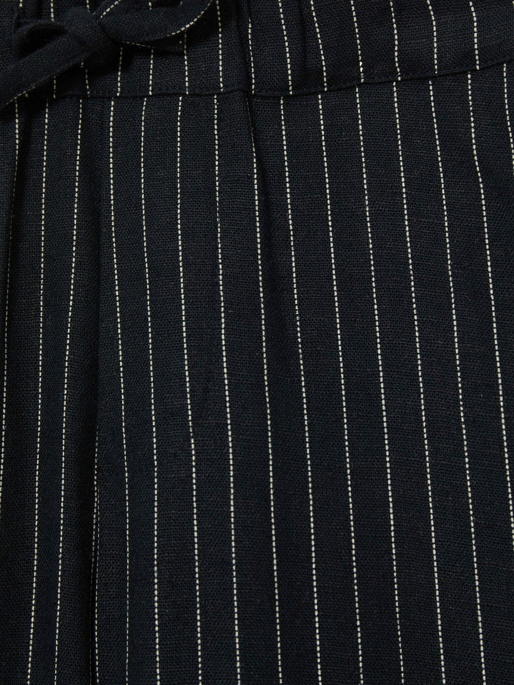 Linen-Blend Drawstring Trousers in Navy Stripe