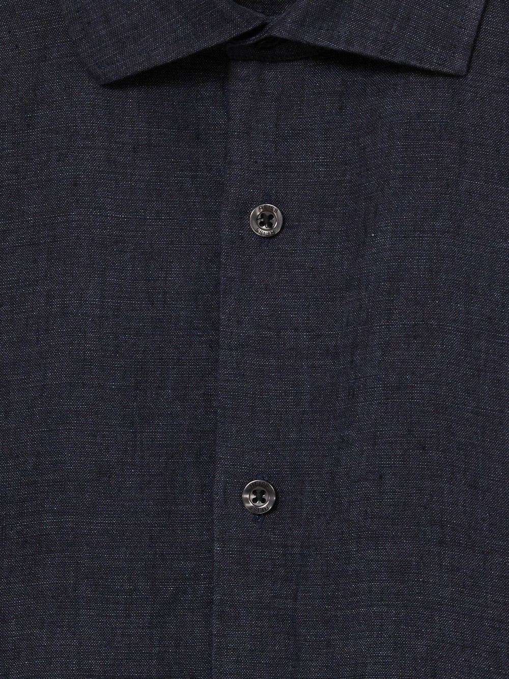 Slim Fit Linen Button-Through Shirt in Navy