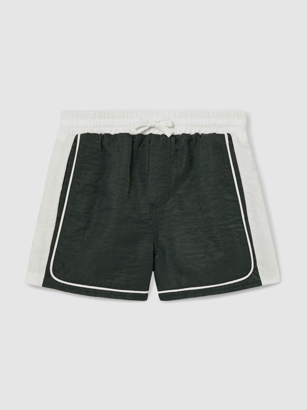 3-9 yrs Colour-Block Piped Swim Shorts in Green/White