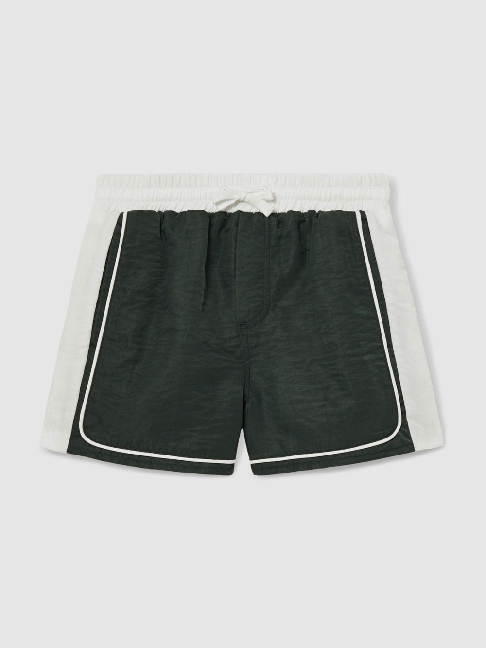3-9 yrs Colour-Block Piped Swim Shorts in Green/White