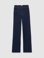 Paige High Rise Wide Leg Jeans in Edinburgh Dark Blue