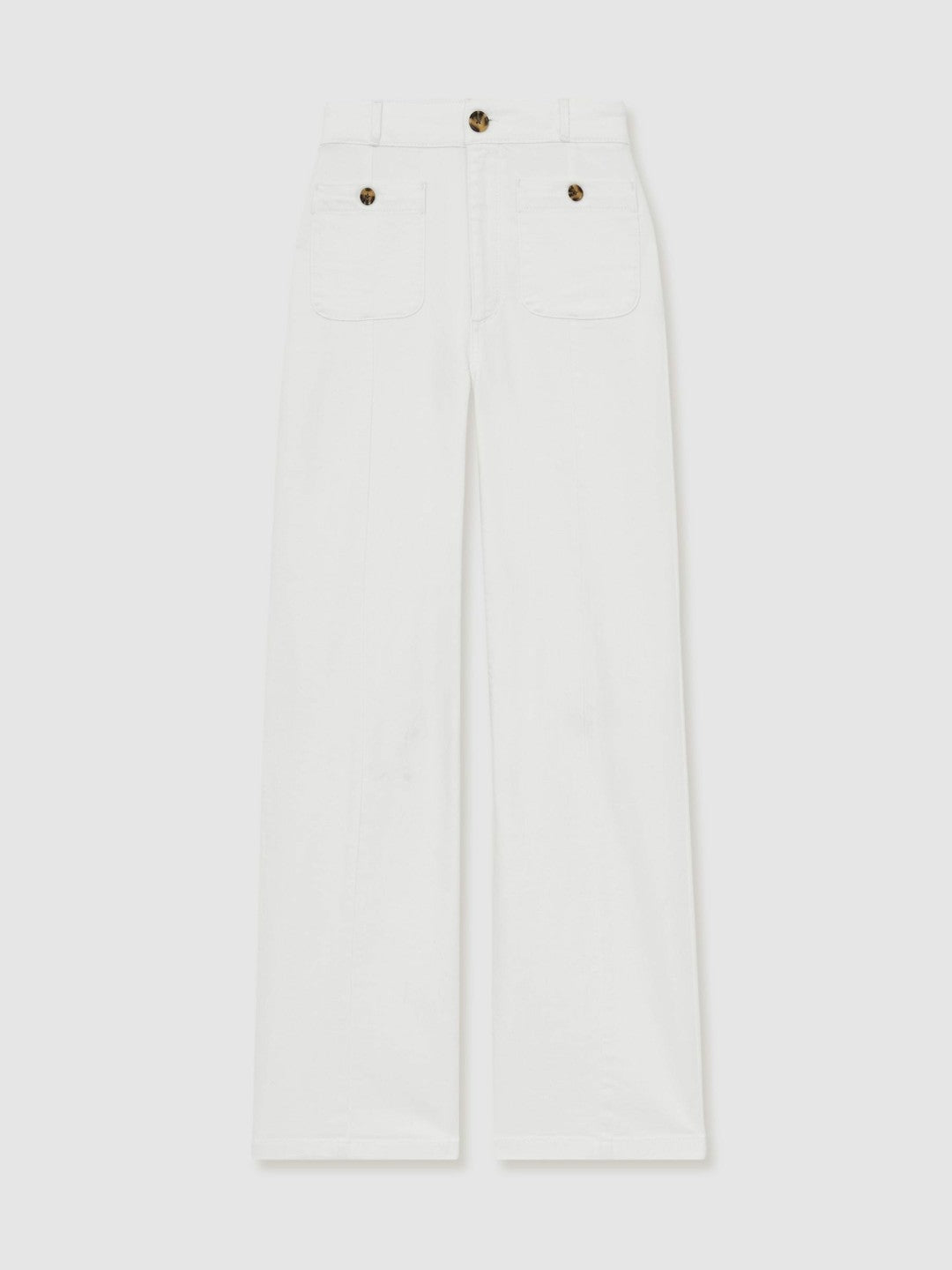 Paige Wide-Leg Patch Pocket Jeans in Ecru