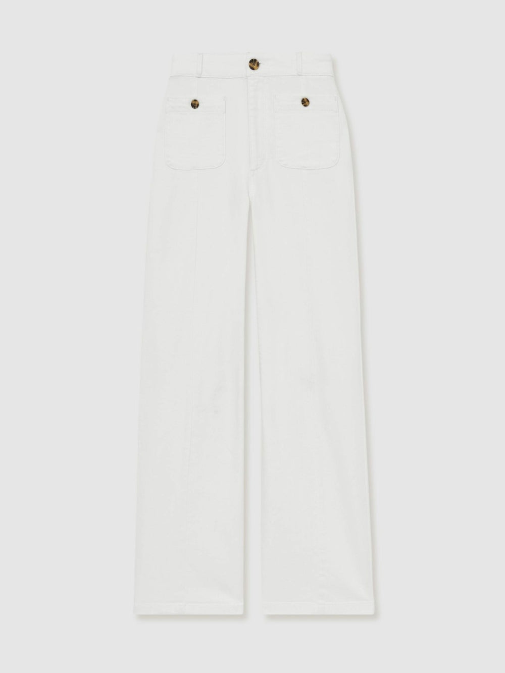 Paige Wide-Leg Patch Pocket Jeans in Ecru