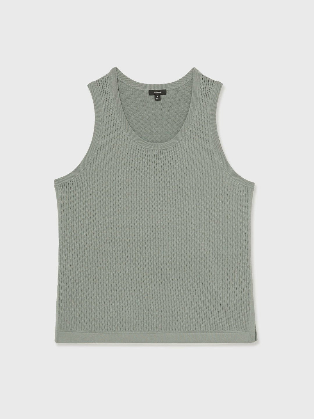 Textured Crew Neck Ribbed Vest in Sage Green