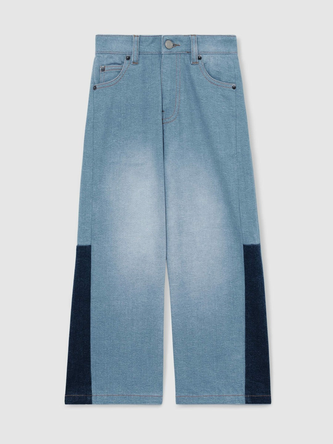 9-13 yrs Patchwork Denim Jeans Two-Tone in Blue
