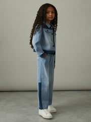 13-14 yrs Patchwork Denim Jeans Two-Tone in Blue