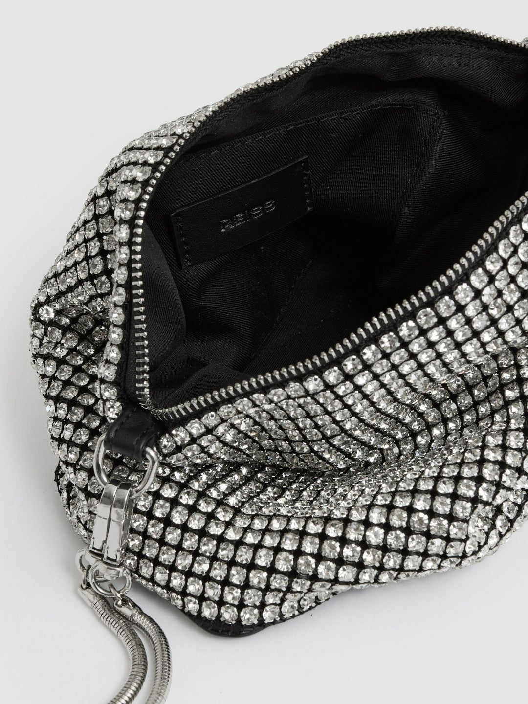 Crystal Bracelet Pouch Bag in Silver