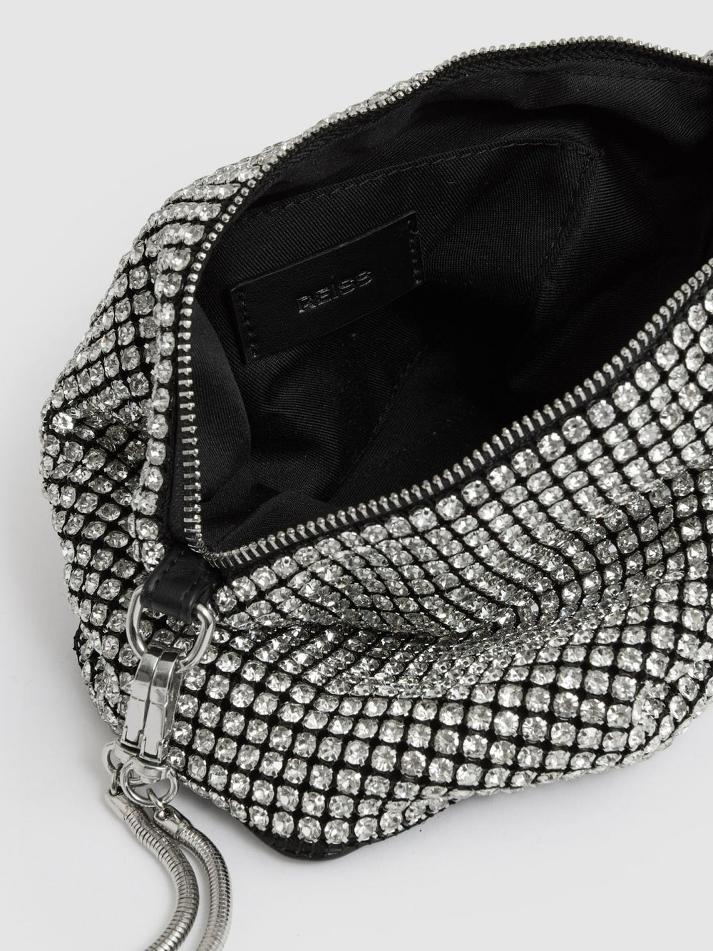 Crystal Bracelet Pouch Bag in Silver