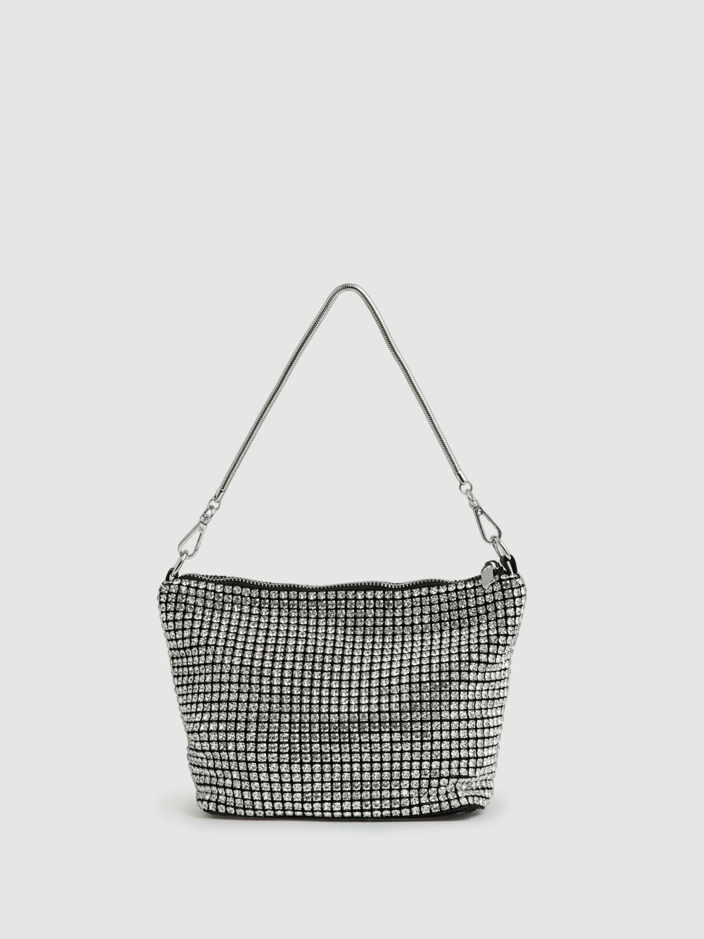 Crystal Bracelet Pouch Bag in Silver