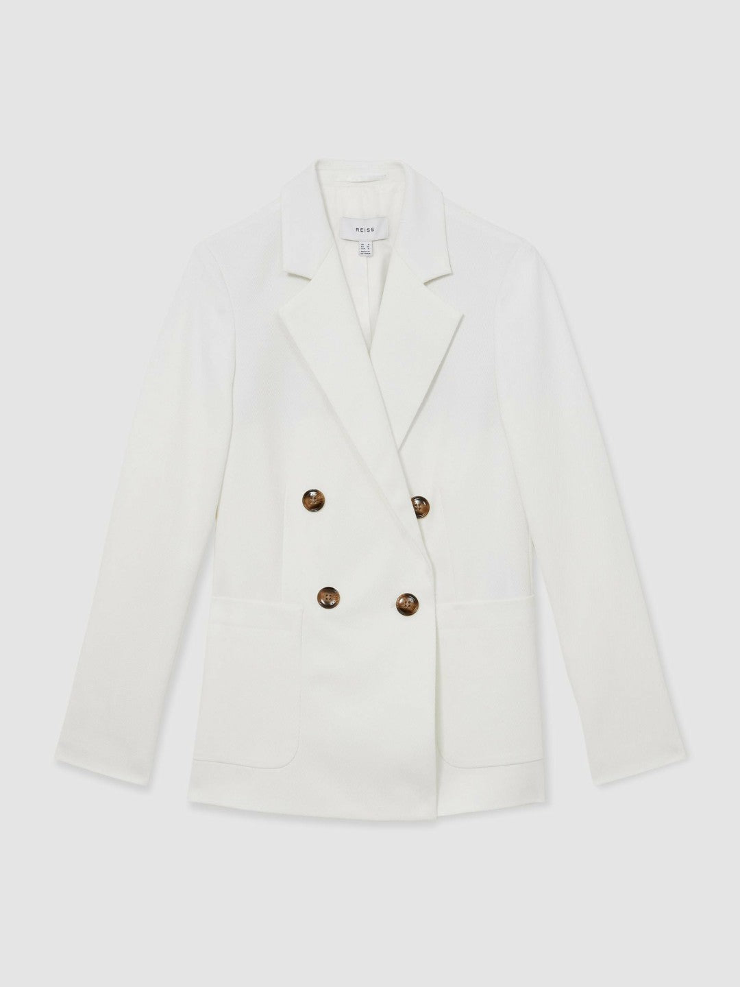 Double-Breasted Notch-Lapel Blazer in White
