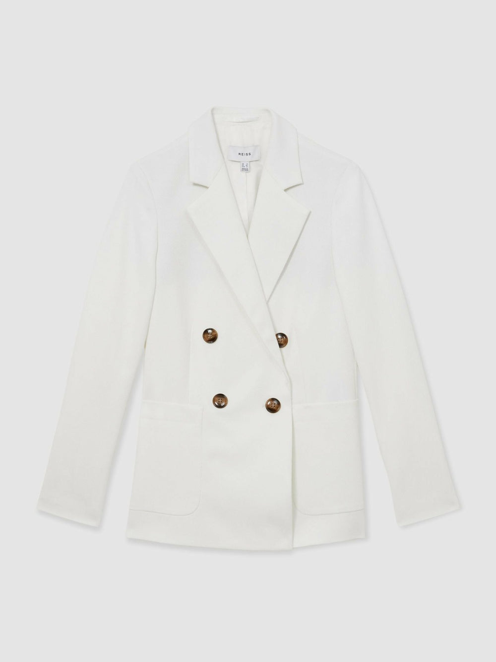Double-Breasted Notch-Lapel Blazer in White