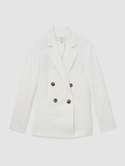 Double-Breasted Notch-Lapel Blazer in White
