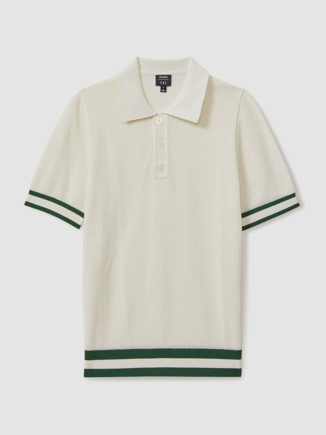 | Ché Knitted Half-Button Polo Shirt in White