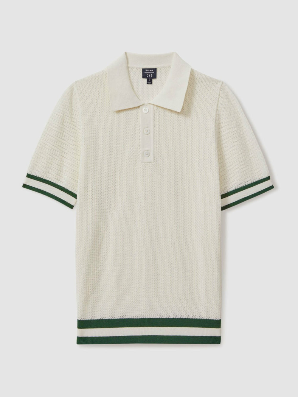 | Ché Knitted Half-Button Polo Shirt in White